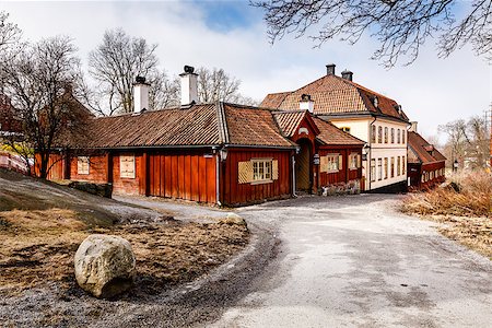 Traditional Swedish Houses in Skansen National Park, Stockholm, Sweden Fotografie stock - Microstock e Abbonamento, Codice: 400-07049493