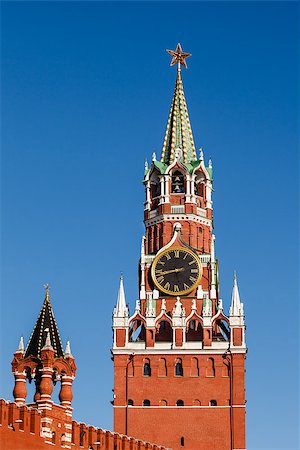 simsearch:400-06950662,k - Spasskaya Tower of Kremlin on the Red Square in Moscow, Russia Stock Photo - Budget Royalty-Free & Subscription, Code: 400-07049520
