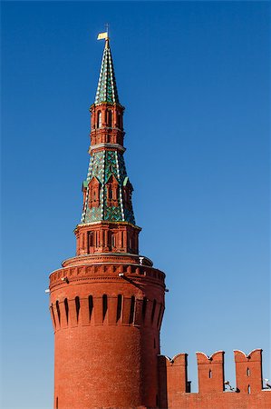 simsearch:400-06950662,k - Beklemishevskaya (Moskvoretskaya) Tower of Kremlin and Kremlin Wall, Moscow, Russia Stock Photo - Budget Royalty-Free & Subscription, Code: 400-07049522