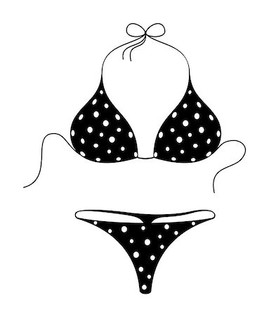 simsearch:400-04741877,k - Black bikini suit with white dots on white background Photographie de stock - Aubaine LD & Abonnement, Code: 400-07049663