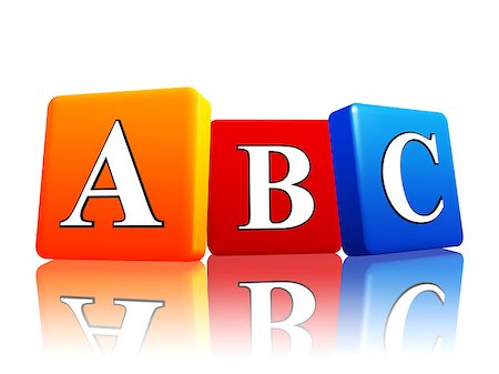 simsearch:400-08315790,k - 3d colorful cubes with letters abc with reflection Fotografie stock - Microstock e Abbonamento, Codice: 400-07049917