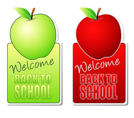 simsearch:400-08318179,k - welcome back to school green and red labels Foto de stock - Royalty-Free Super Valor e Assinatura, Número: 400-07049919