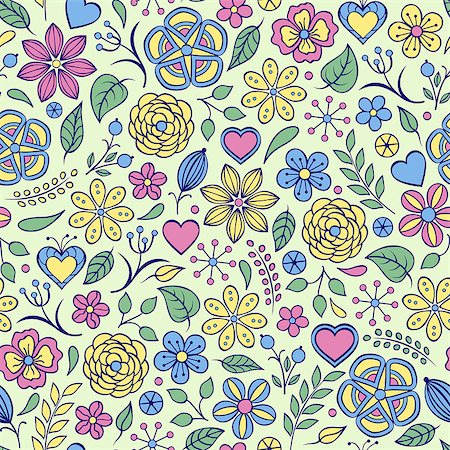 simsearch:400-07035440,k - Vector illustration of seamless pattern with abstract flowers.Floral background Stockbilder - Microstock & Abonnement, Bildnummer: 400-07040175