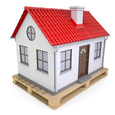 simsearch:400-07420953,k - Small house on pallet. Isolated render on a white background Stock Photo - Budget Royalty-Free & Subscription, Code: 400-07040220