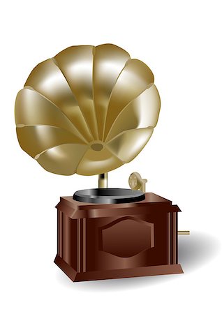 antique gramophone isolated on the white background Stock Photo - Budget Royalty-Free & Subscription, Code: 400-07040356