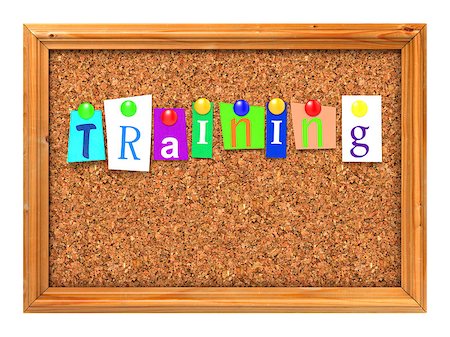 simsearch:400-07091159,k - Training Concept Letters Attached to a Cork Bulletin or Message Board with Thumbtacks. 3D Render. Foto de stock - Royalty-Free Super Valor e Assinatura, Número: 400-07040451