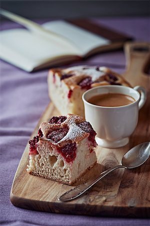 simsearch:400-07034479,k - Homemade raspberry cake and a cup of coffee on  kitchen board Stock Photo - Budget Royalty-Free & Subscription, Code: 400-07040496