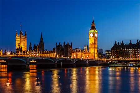 Big Ben and House of Parliament at Night, London, United Kingdom Photographie de stock - Aubaine LD & Abonnement, Code: 400-07040878