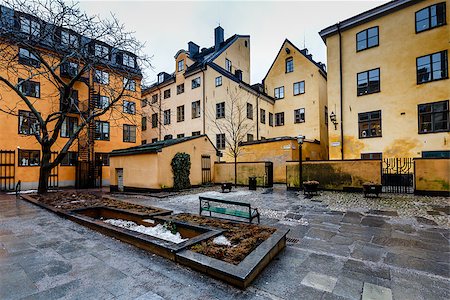 rain on roof - Backyard in Stockholm Old Town (Gamla Stan), Sweden Stock Photo - Budget Royalty-Free & Subscription, Code: 400-07040953