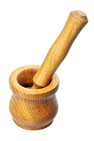 wooden pestle and mortar isolated on white Stock Photo - Budget Royalty-Free & Subscription, Code: 400-07041157