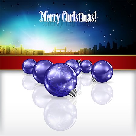 simsearch:400-05157115,k - Abstract celebration background with silhouette of London and blue Christmas decorations Foto de stock - Super Valor sin royalties y Suscripción, Código: 400-07041169