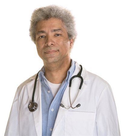 simsearch:400-07042113,k - Cheerful medical doctor in white lab coat on isolated background Stock Photo - Budget Royalty-Free & Subscription, Code: 400-07042095