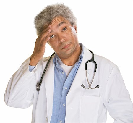 simsearch:400-07042108,k - Concerned medical doctor with hand on forehead Stock Photo - Budget Royalty-Free & Subscription, Code: 400-07042097