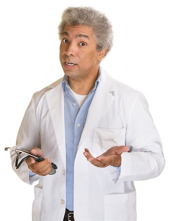 simsearch:400-07042108,k - Understanding middle aged doctor with palms up Stock Photo - Budget Royalty-Free & Subscription, Code: 400-07042090