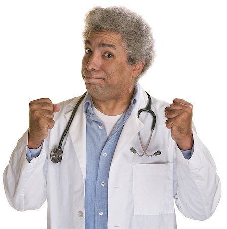 simsearch:400-07042113,k - Frustrated doctor with clenched fists over isolated background Stock Photo - Budget Royalty-Free & Subscription, Code: 400-07042100