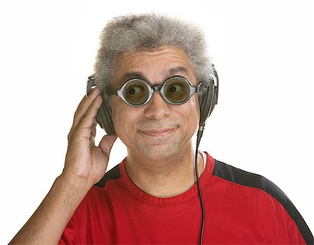 dj cutout - Interested mature male with sunglasses and headphones Stock Photo - Budget Royalty-Free & Subscription, Code: 400-07042112