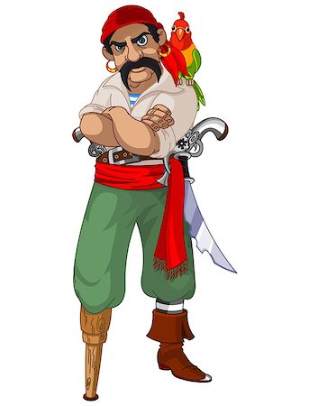 Illustration of cartoon pirate with parrot Stock Photo - Budget Royalty-Free & Subscription, Code: 400-07042261