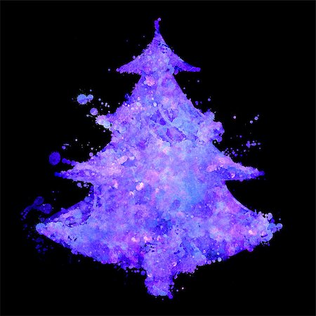 abstract christmas tree with fluorescent splash texture illustration Stock Photo - Budget Royalty-Free & Subscription, Code: 400-07042499