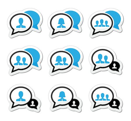 people together vector - Speech bubble with businessman, businesswoman, company vector black and blue set isolated on white Stock Photo - Budget Royalty-Free & Subscription, Code: 400-07042516