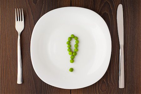 simsearch:400-07036577,k - Exclamation mark made of peas on a white plate. Diet concept Stock Photo - Budget Royalty-Free & Subscription, Code: 400-07042612