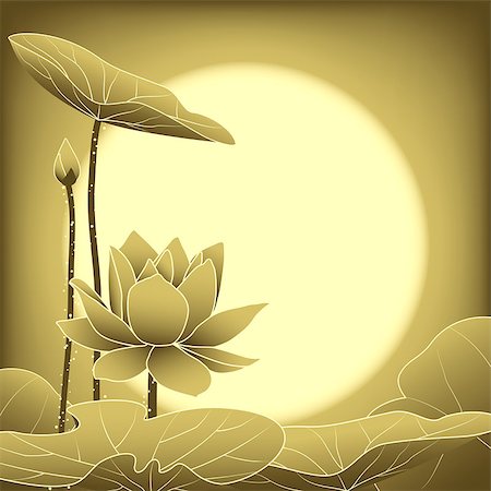 simsearch:400-06554755,k - Oriental Mid Autumn Festival Lotus Flower Wallpaper Stock Photo - Budget Royalty-Free & Subscription, Code: 400-07042718
