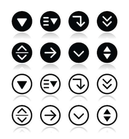 rounded arrow - Vector icons set - computer or website settings menu icons isolated on white Stock Photo - Budget Royalty-Free & Subscription, Code: 400-07042748