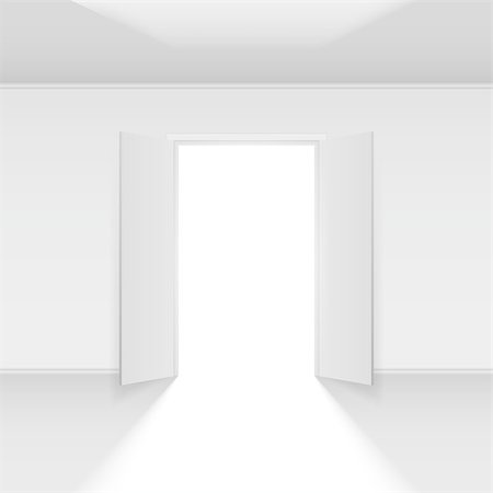 door illustration - Double open door with light. Illustration on empty background Stock Photo - Budget Royalty-Free & Subscription, Code: 400-07042764