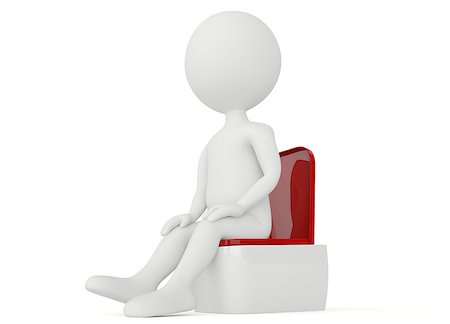 picture of person sitting on a toilet seat - 3d humanoid character sitting on a red toilet Stock Photo - Budget Royalty-Free & Subscription, Code: 400-07042861