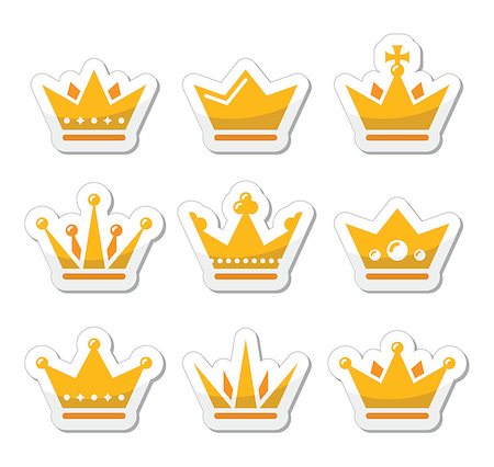 King, Queen crown vector gold labels set isolated on white Stock Photo - Budget Royalty-Free & Subscription, Code: 400-07043023