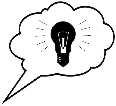 Genius idea - lightbulb in the speech bubble cloud. Vector illustration Stock Photo - Budget Royalty-Free & Subscription, Code: 400-07043051