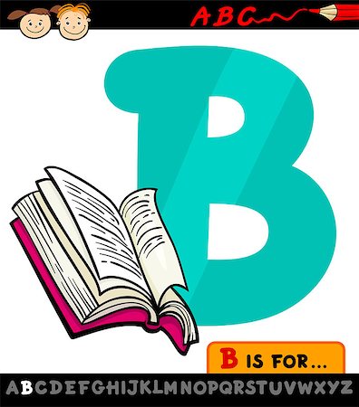 simsearch:400-07046822,k - Cartoon Illustration of Capital Letter B from Alphabet with Book for Children Education Stock Photo - Budget Royalty-Free & Subscription, Code: 400-07043085