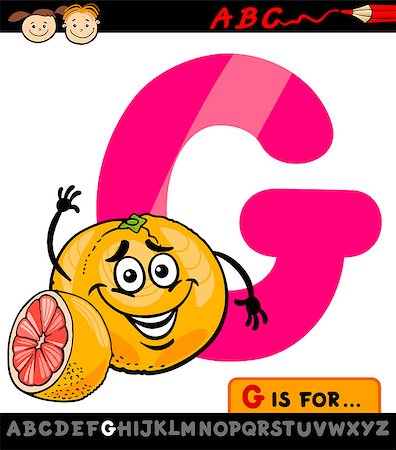 primer - Cartoon Illustration of Capital Letter G from Alphabet with Grapefruit for Children Education Stock Photo - Budget Royalty-Free & Subscription, Code: 400-07043114