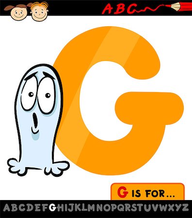 Cartoon Illustration of Capital Letter G from Alphabet with Ghost for Children Education Stock Photo - Budget Royalty-Free & Subscription, Code: 400-07043118