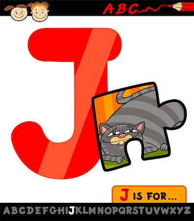 simsearch:400-07043137,k - Cartoon Illustration of Capital Letter J from Alphabet with Jigsaw for Children Education Foto de stock - Royalty-Free Super Valor e Assinatura, Número: 400-07043130