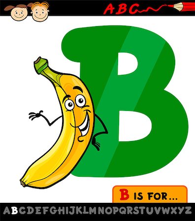 primer - Cartoon Illustration of Capital Letter B from Alphabet with Banana Fruit for Children Education Stock Photo - Budget Royalty-Free & Subscription, Code: 400-07043154