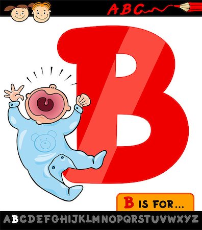 simsearch:400-09001644,k - Cartoon Illustration of Capital Letter B from Alphabet with Baby for Children Education Photographie de stock - Aubaine LD & Abonnement, Code: 400-07043152