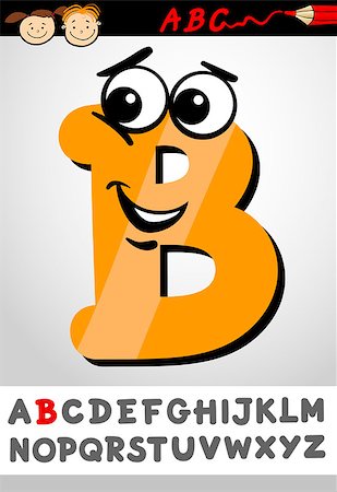 simsearch:400-07055407,k - Cartoon Illustration of Cute Capital Letter B from Alphabet for Children Education Photographie de stock - Aubaine LD & Abonnement, Code: 400-07043198