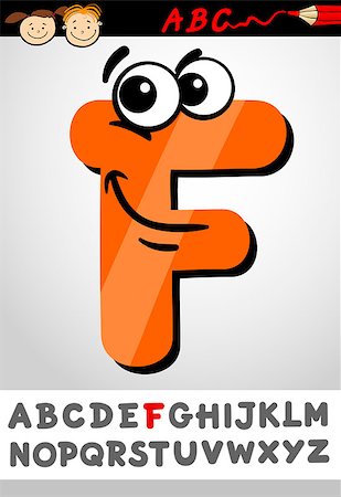 simsearch:400-07046810,k - Cartoon Illustration of Cute Capital Letter F from Alphabet for Children Education Photographie de stock - Aubaine LD & Abonnement, Code: 400-07043201