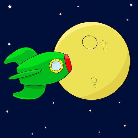 planets vectors - Cartoon illustration showing a rocket hitting the moon straight on Stock Photo - Budget Royalty-Free & Subscription, Code: 400-07043239