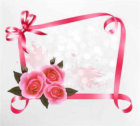 simsearch:622-02355003,k - Holiday background with pink roses and ribbons. Vector illustration. Stock Photo - Budget Royalty-Free & Subscription, Code: 400-07043379