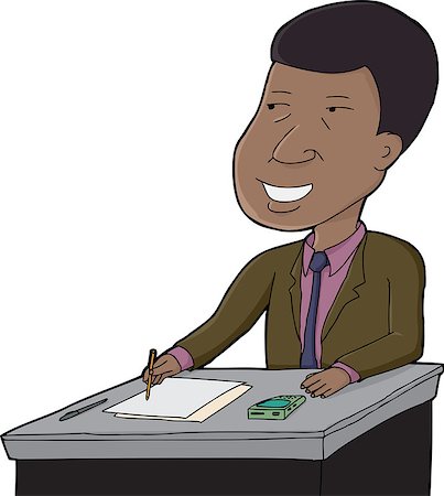 Smiling handsome African businessman at desk on white background Stock Photo - Budget Royalty-Free & Subscription, Code: 400-07043393