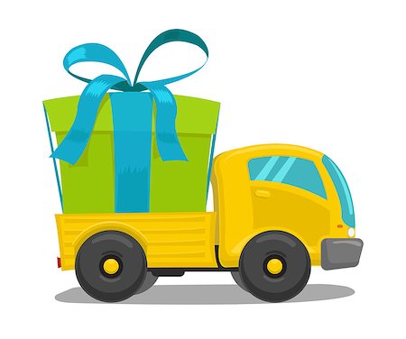 Vector truck with cute gift box Stock Photo - Budget Royalty-Free & Subscription, Code: 400-07043431