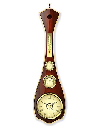 simsearch:400-04789714,k - Antique wall clock with a barometer, hygrometer and the thermometer Stock Photo - Budget Royalty-Free & Subscription, Code: 400-07043625