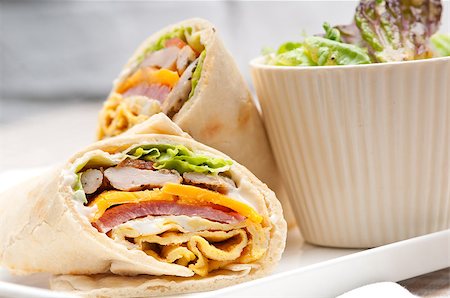 simsearch:400-04798472,k - fresh and healthy club sandwich pita bread roll Stock Photo - Budget Royalty-Free & Subscription, Code: 400-07043802