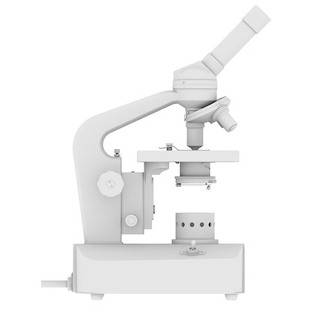 White microscope. Isolated render on a white background Foto de stock - Super Valor sin royalties y Suscripción, Código: 400-07043837