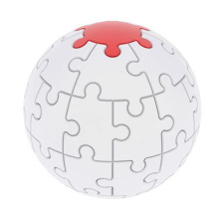 simsearch:400-07258941,k - Sphere consisting of puzzles. Isolated render on a white background Stock Photo - Budget Royalty-Free & Subscription, Code: 400-07043897