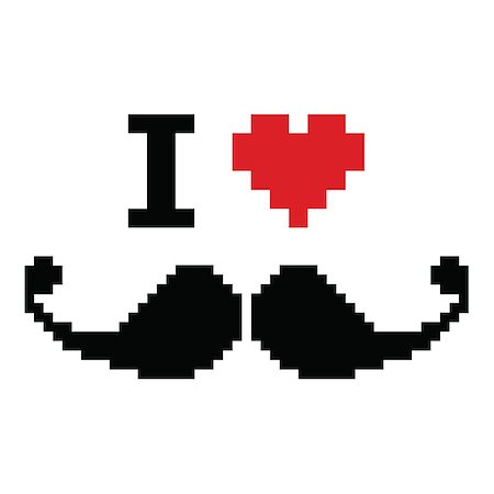 red heart vector - Moustache or mustache styled as 80's computer game isolated on white Photographie de stock - Aubaine LD & Abonnement, Code: 400-07043959