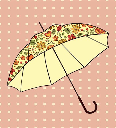 simsearch:400-04273840,k - Vector illustration of umbrella with floral pattern Stock Photo - Budget Royalty-Free & Subscription, Code: 400-07043987
