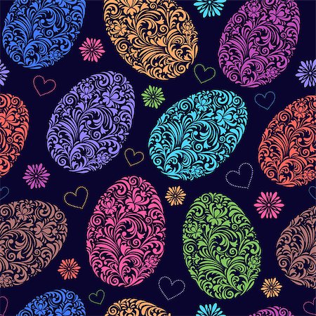 simsearch:400-09133678,k - Vector illustration of seamless pattern with  easter eggs Stock Photo - Budget Royalty-Free & Subscription, Code: 400-07043996