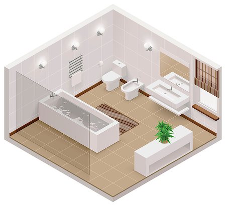 Detailed isometric icon representing bathroom interior Stock Photo - Budget Royalty-Free & Subscription, Code: 400-07054178